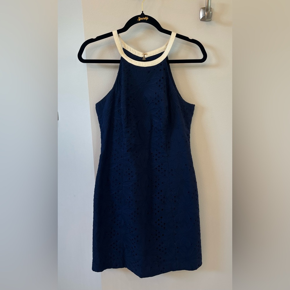 Lilly Pulitzer Navy Blue Halter Sheath Mini Dress